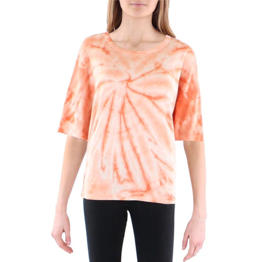 Medium - ANTHROPOLOGIE MARONIE - Orange Coral Tie Dye Knit T-Shirt NEW - Picture 1 of 1